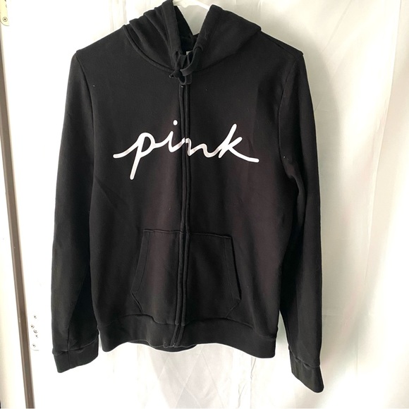 PINK Victoria's Secret Tops - PINK Victoria’s Secret sweatshirt black full zip SZ L NWOT